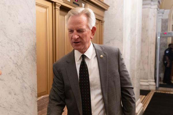 Republican Senator of Alabama Tommy Tuberville arrives during a Senate procedural vote on a short-term government funding bill, on Capitol Hill in Washington, DC, USA, 26 September 2023.